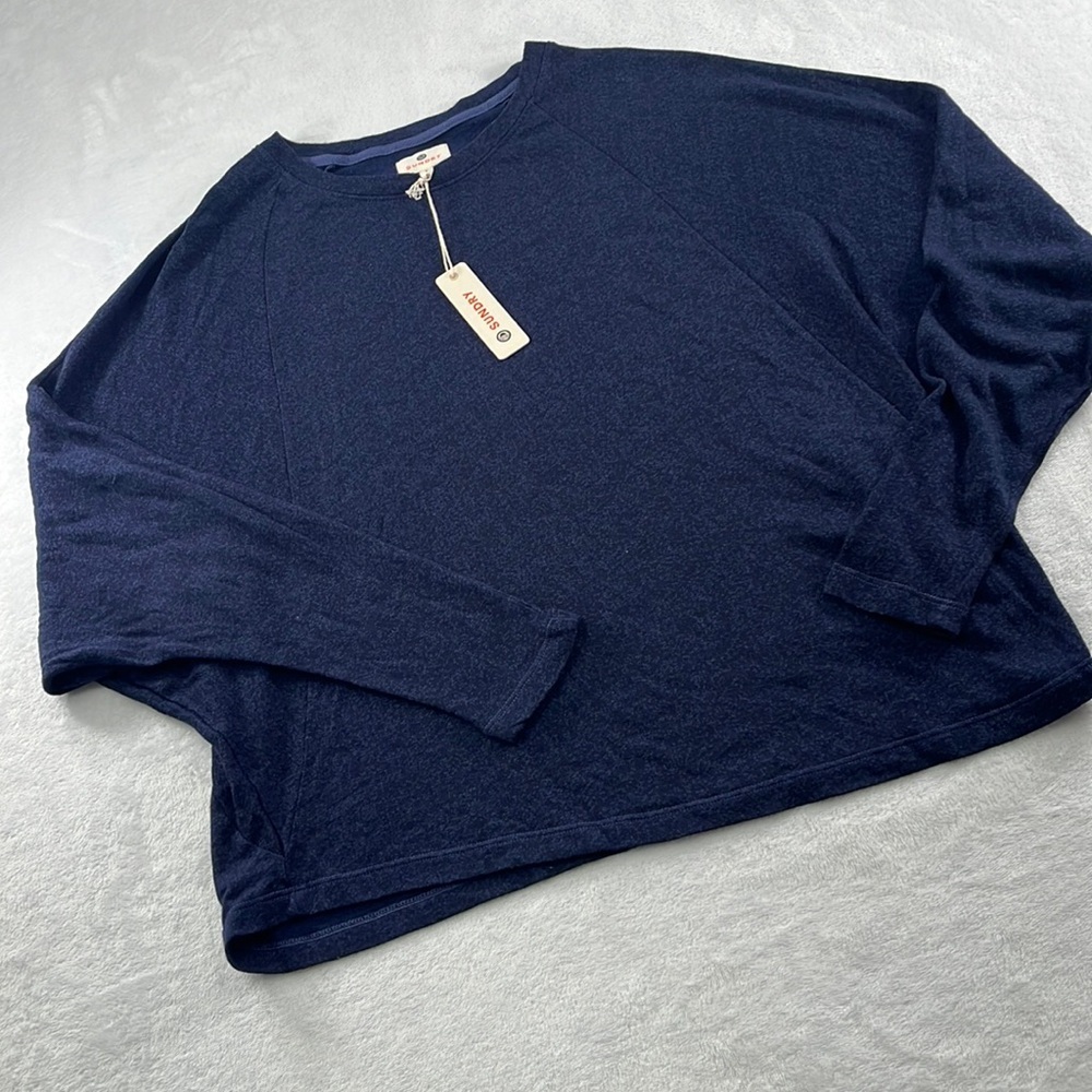 NEW Sundry Anthropologie 1, S Dark Blue Doleman Pullover Long Sleeve Top